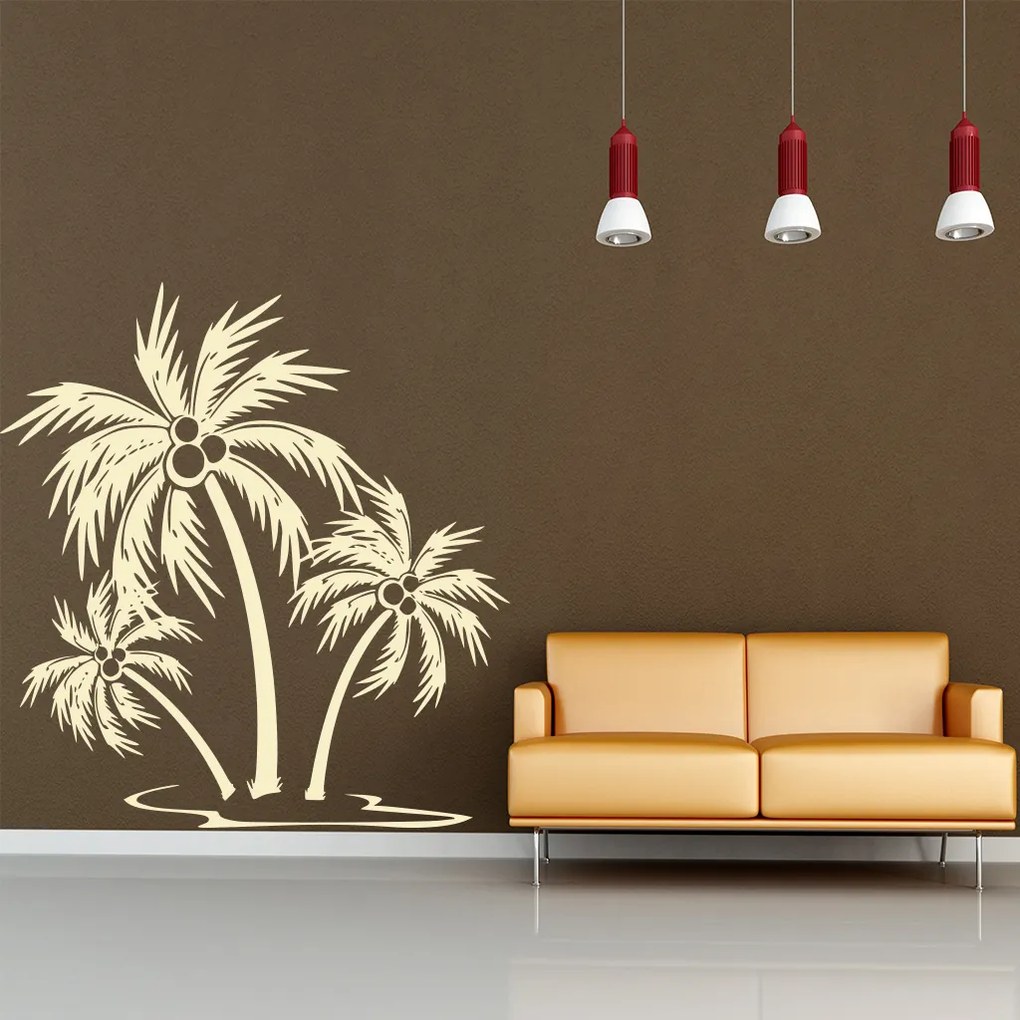 Veselá Stena Samolepka Palmy na ostrovčeku Farba: černá, Veľkosť: 100 x 102 cm