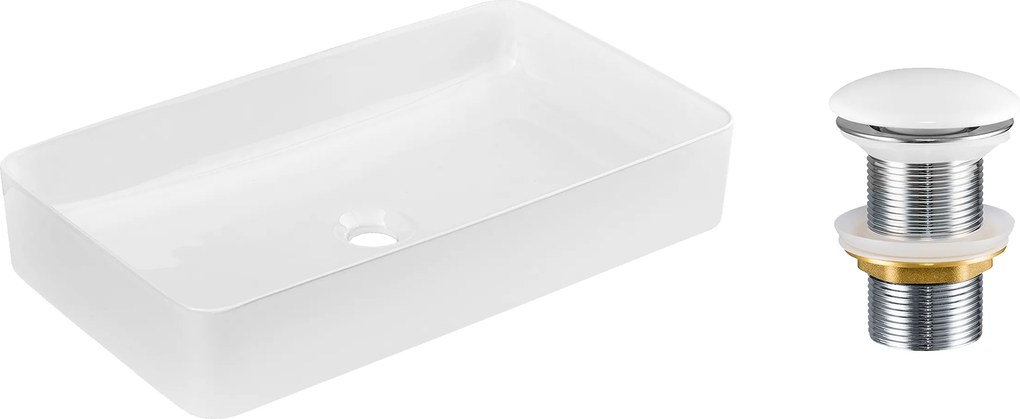 Comad Keramické umývadlo na dosku Slim 60 61x34 + výpusť Click-Clack, biela