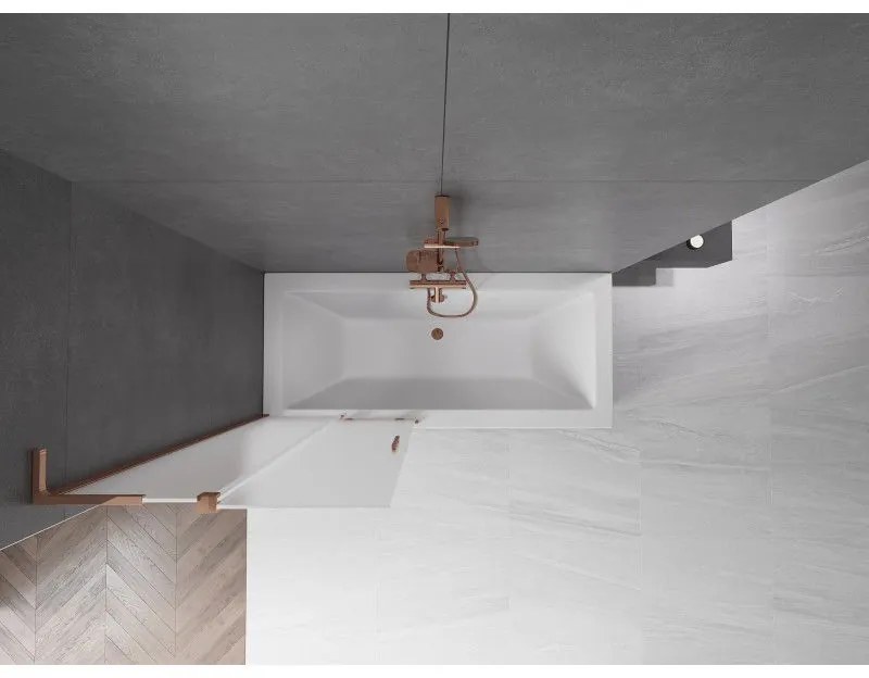 Mexen Velar L, 2-krídlová posuvná vaňová zástena 80 x 150 cm, 8mm sklo námraza, ružové zlato, 896-080-003-31-60