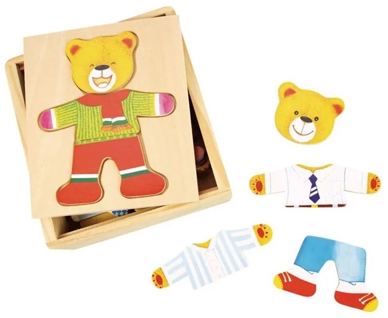 Bigjigs Drevené vkladacie puzzle Medveď