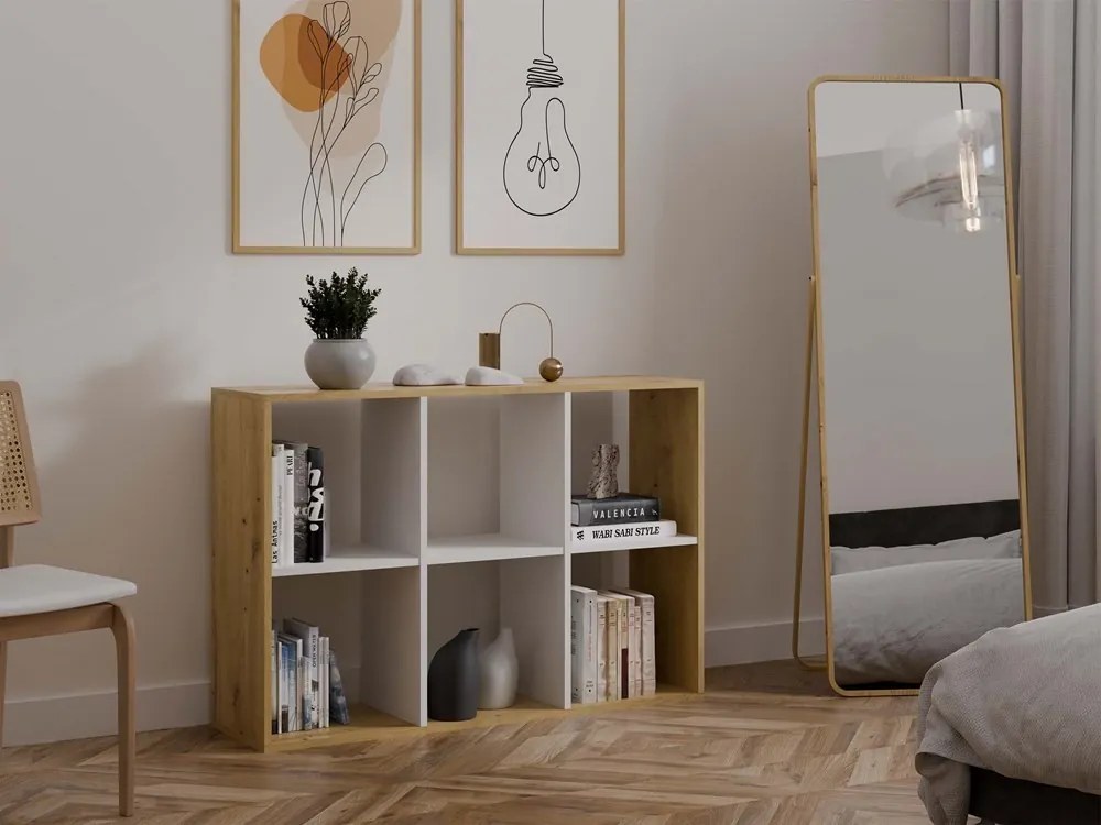 Regál Malax 2x3 110 cm dub Artisan/bílý