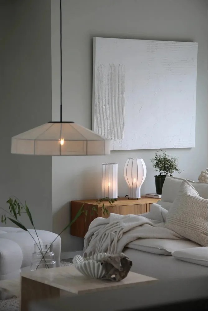 Čierno-biela stolová lampa s textilným tienidlom (výška 31,5 cm) Hikari – Markslöjd