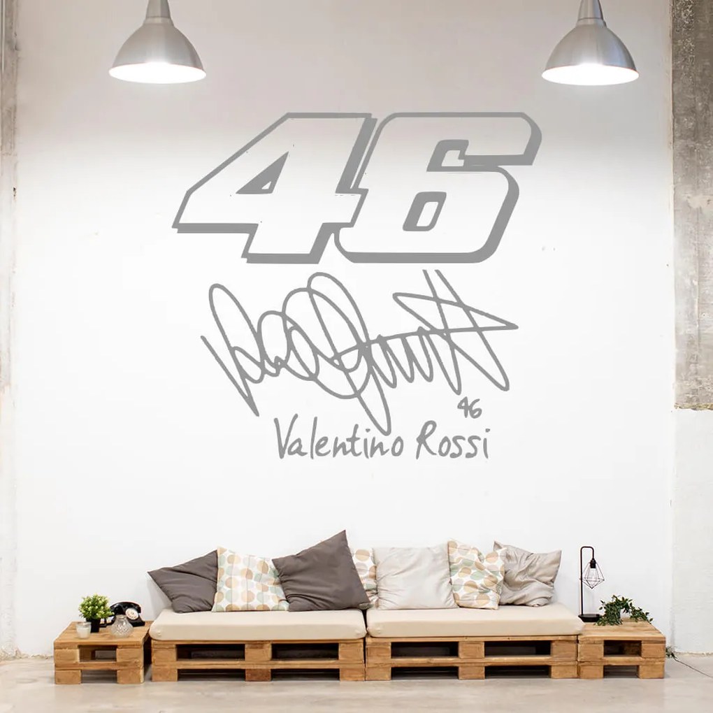 Veselá Stena Samolepka Valentino Rossi 46 Farba: šedá, Veľkosť: 40 x 37 cm