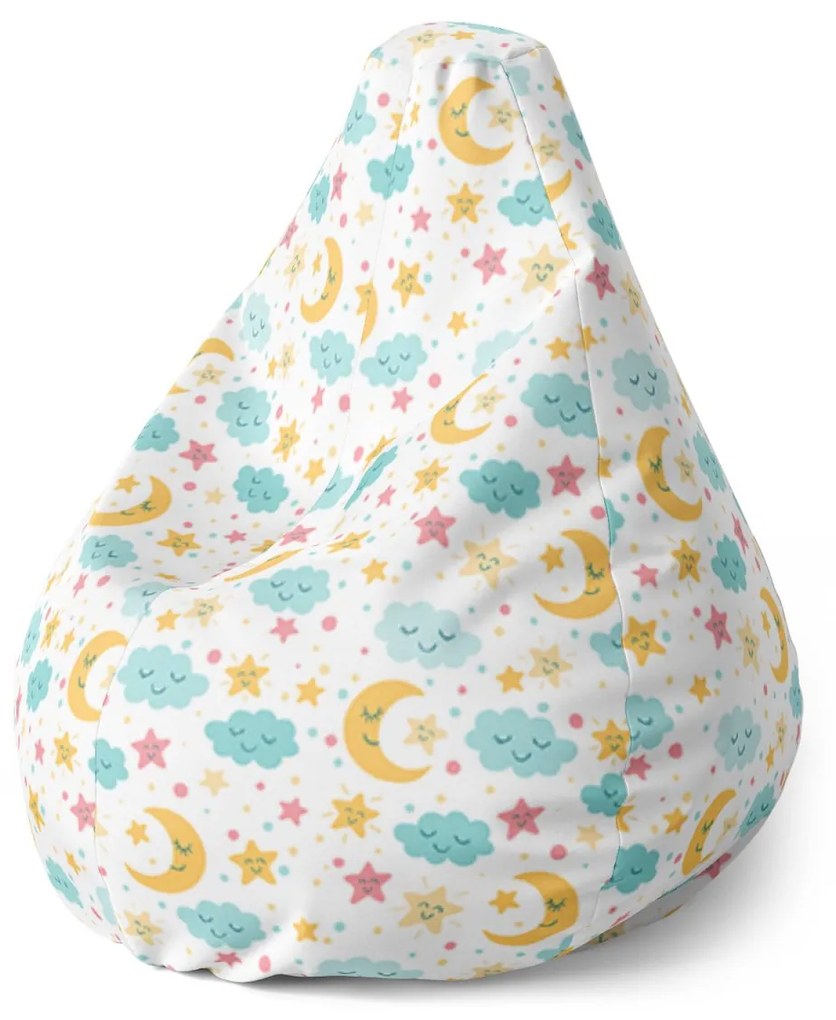 Sablio Sedací vak Pear Mesiac a modré obláčiky - 70 x 95 x 15 cm