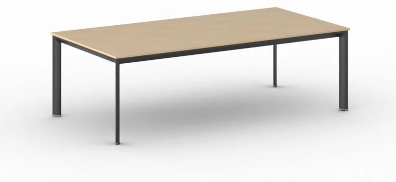Kancelársky stôl PRIMO INVITATION, čierna podnož, 2400 x 1200 mm, biela