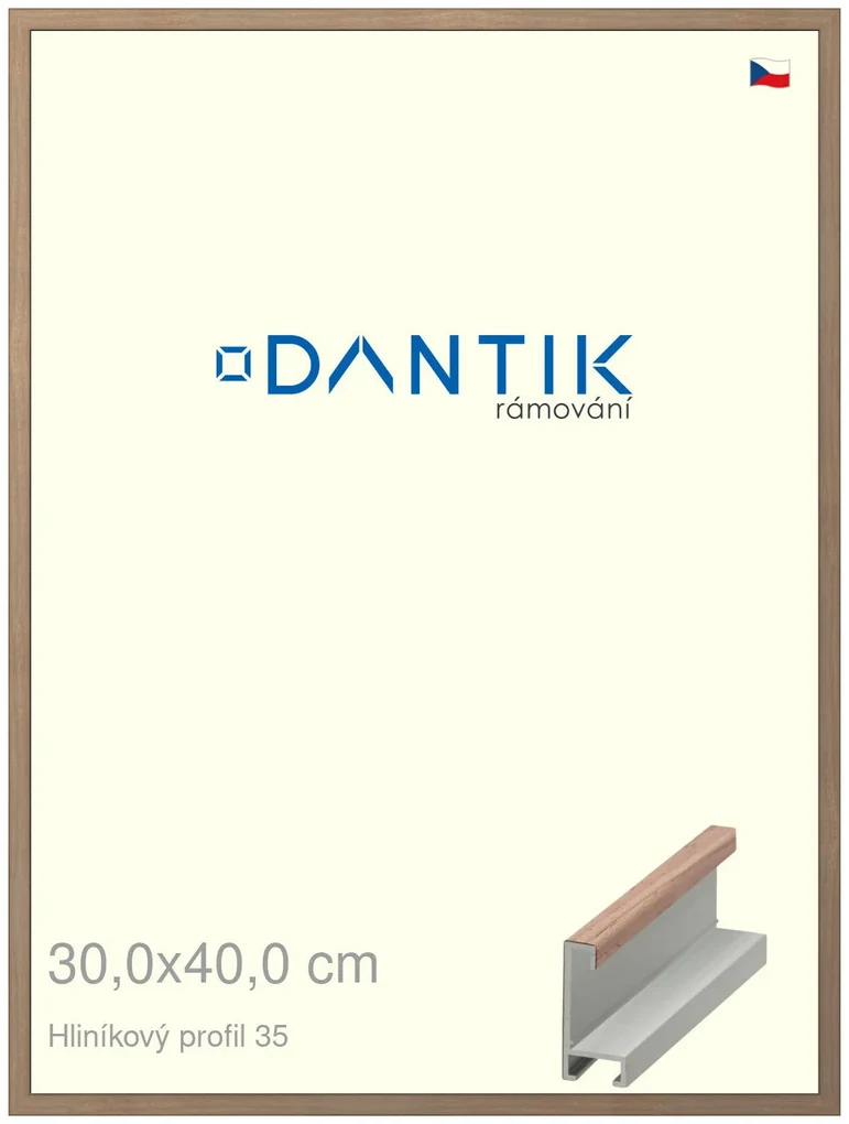 DANTIK rám na obraz 30x40 | ALU Dýha ořech raw (Plexi Čiré)