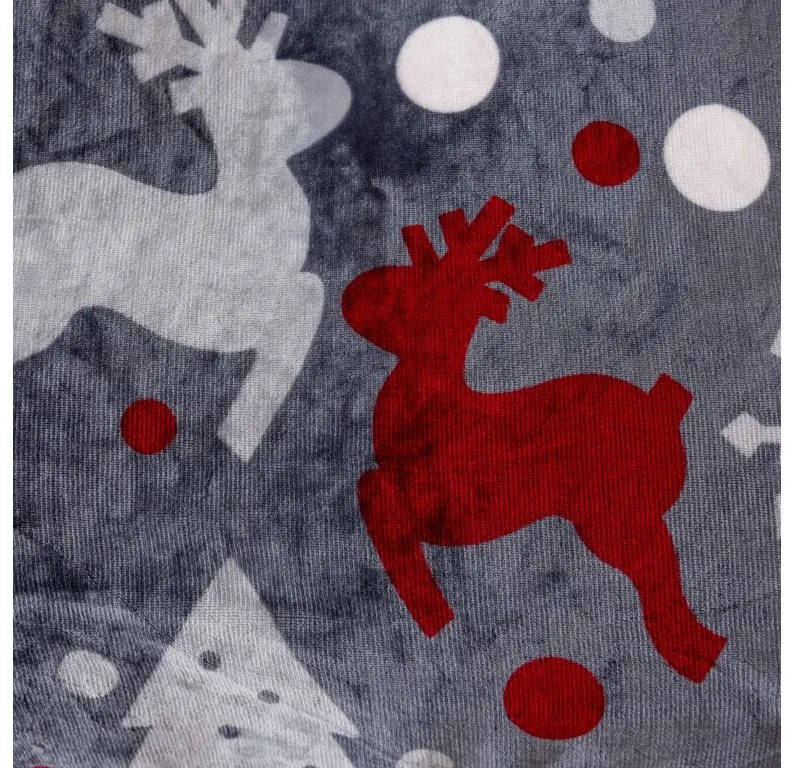 2x Sivá vianočná mikroplyšová deka VÁNOČNÍ KOUZLO 150x200 cm