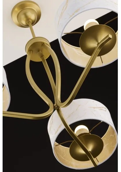 Jupiter 2109 - Luster na tyči KASZMIR 3xE27/15W/230V biela/zlatá/mramorový dekor