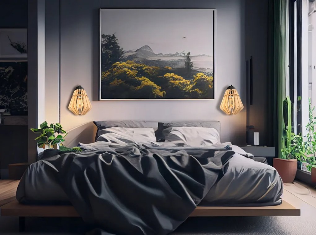 Nástenné LED svietidlo 1x E27 LOFT edison drevené