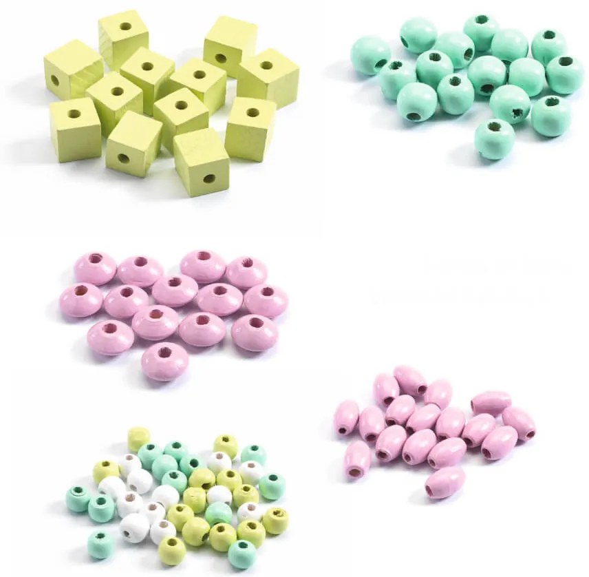 Drevené koráliky – Listy a kvetiny