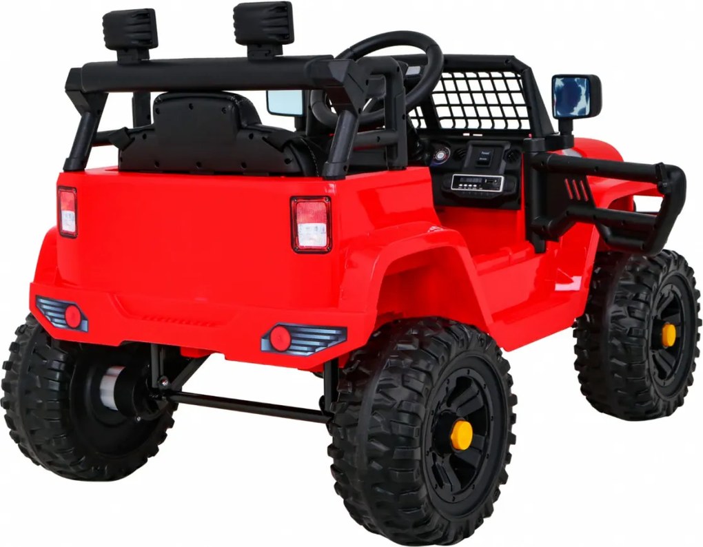 Ramiz Autíčko na batérie Jeep Dark Night pre deti Červené + pomalý štart + EVA + LED Audio