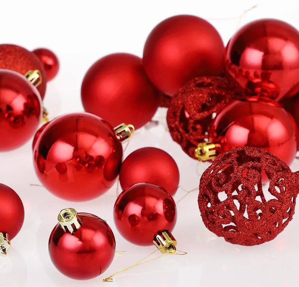 Súprava 100 ks vianočných gulí na stromček LORAS červená