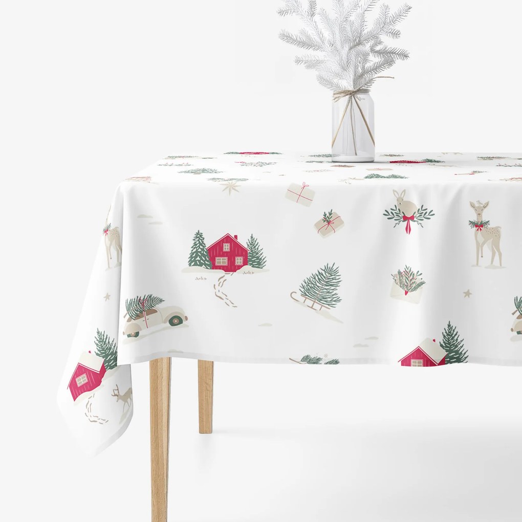 Goldea vianočný hranatý obrus z pevnej bavlny - tradičné vianoce 100 x 100 cm