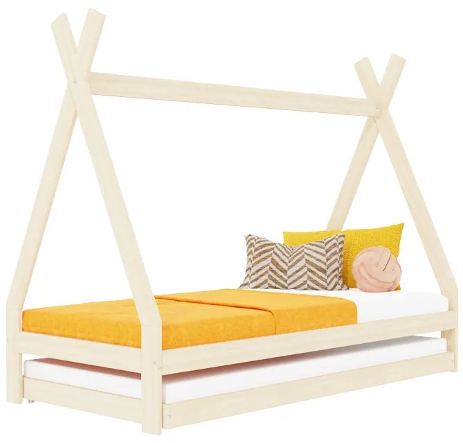Transparentná rastúca detská posteľ SWITCH 2v1 90x200 cm v tvare teepee s prístelkou