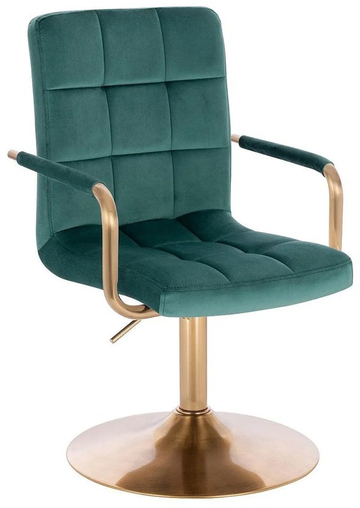 LuxuryForm DESIGN Stolička VERONA GOLD VELUR na zlatom tanieri - zelená