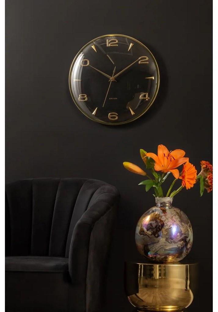 Karlsson 6017BK dizajnové nástenné hodiny čierne,priemer  40 cm