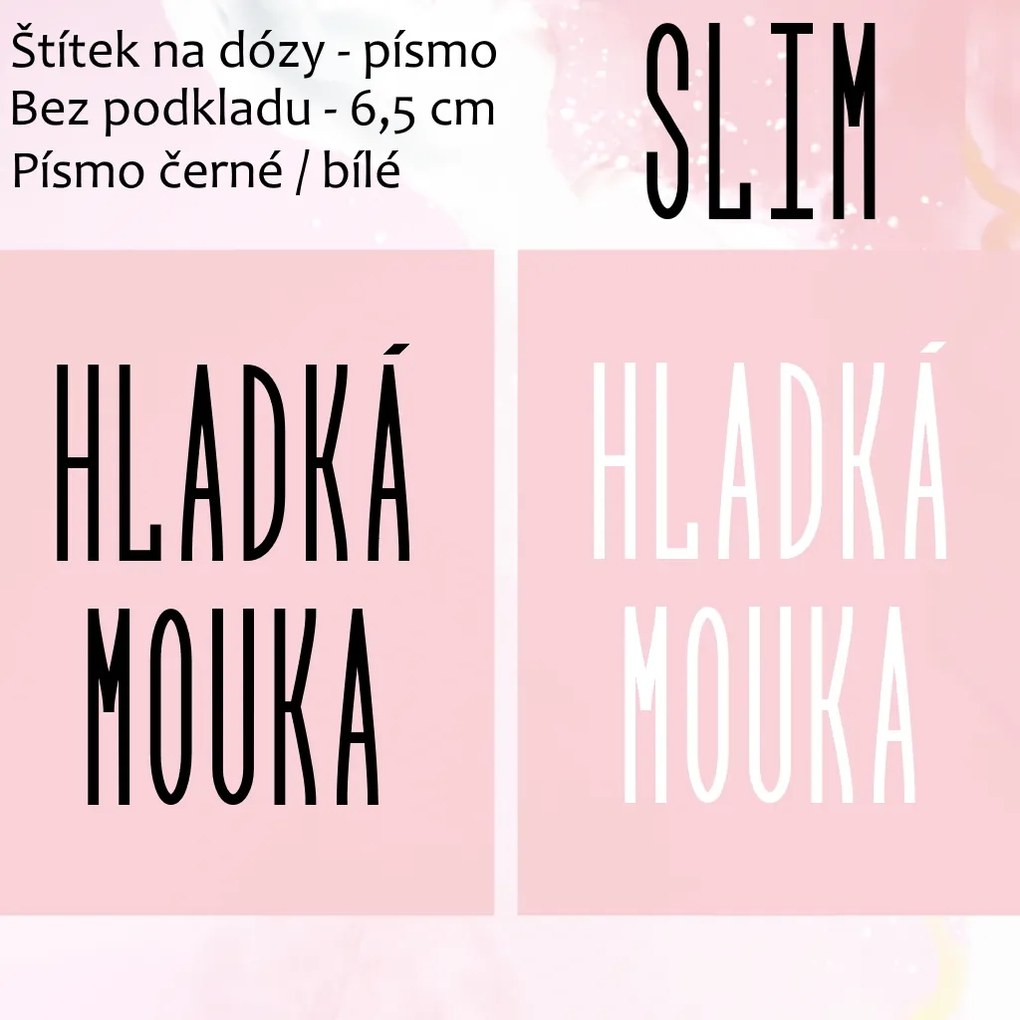 Štítok / nálepka na želanie - Písmo SLIM bez podkladu - 6,5 cm