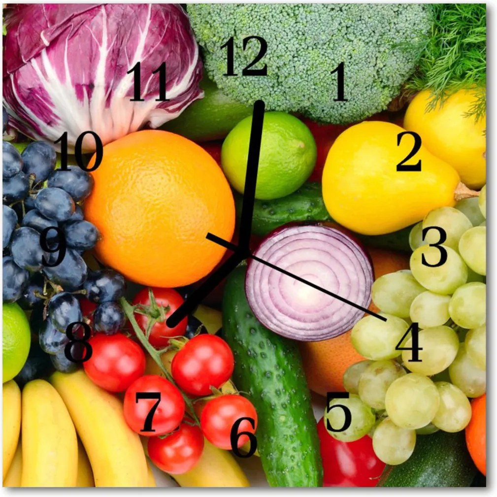 Nástenné sklenené hodiny  ovocná zelenina