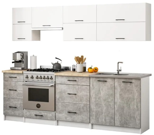 Kuchynská linka OLIWIA G2 2.4 m biela / betón
