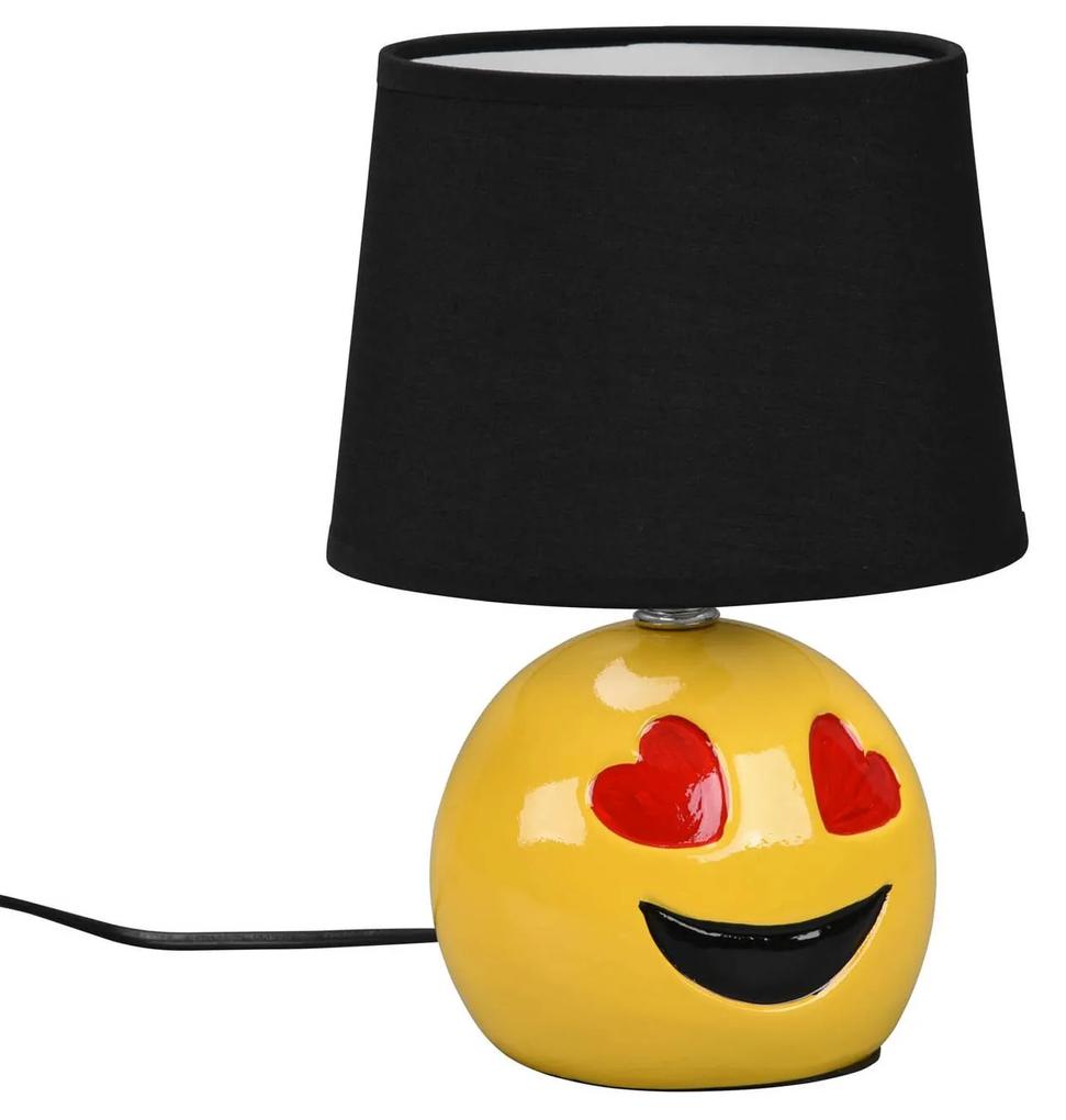 Stolová lampa Lovely so Smiley, látka, čierna
