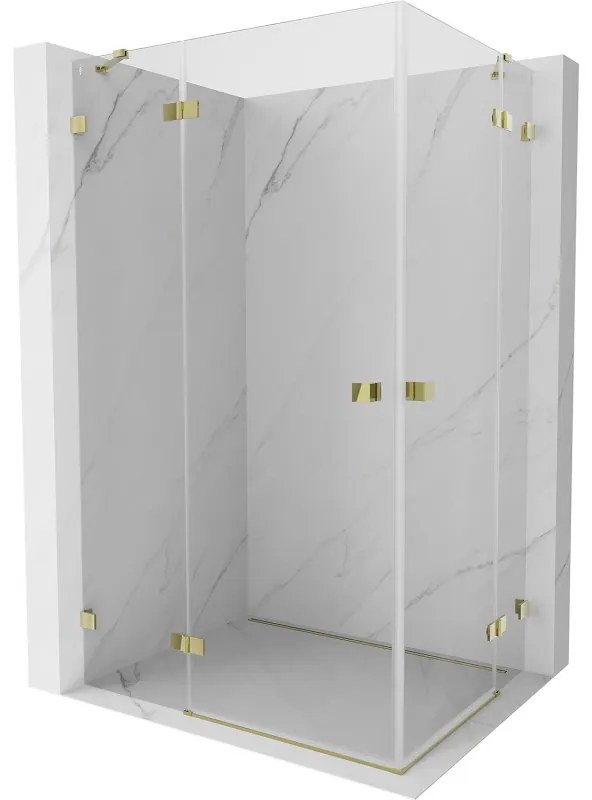 Mexen Lunar Duo, výklopný sprchový kút 90 x 80 cm, 8mm číre sklo, zlatý profil, 834-090L-080P-50-00