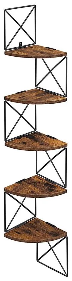 Rohová nástenná polica SNAKE hnedá/čierna