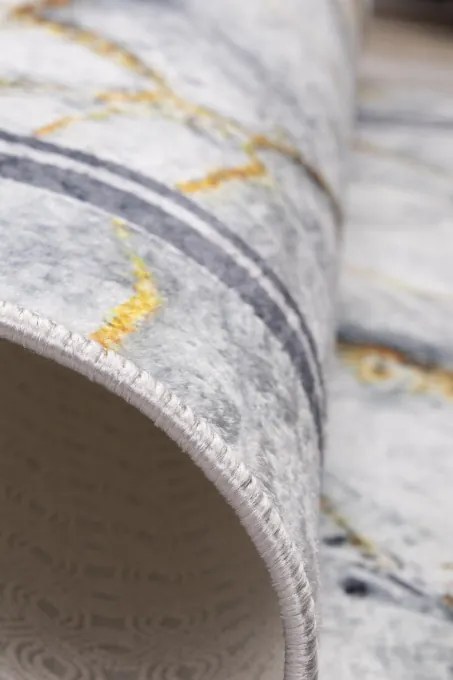 Protišmykový koberec MILANO 90003-02 sivý / zlatý