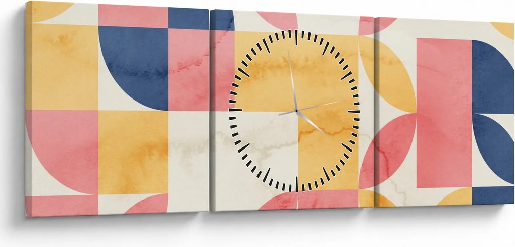 Obraz - Abstrakcia s retro vzormi (s hodinami) (90x30 cm)