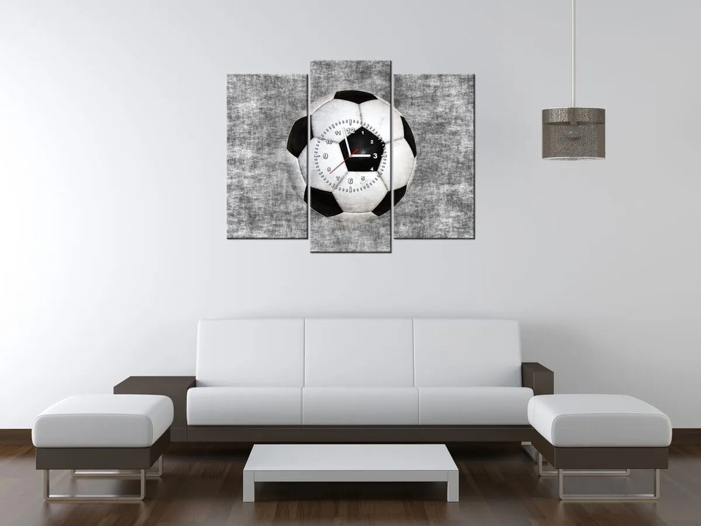 Gario Obraz s hodinami Futbalová lopta - 3 dielny Rozmery: 90 x 70 cm