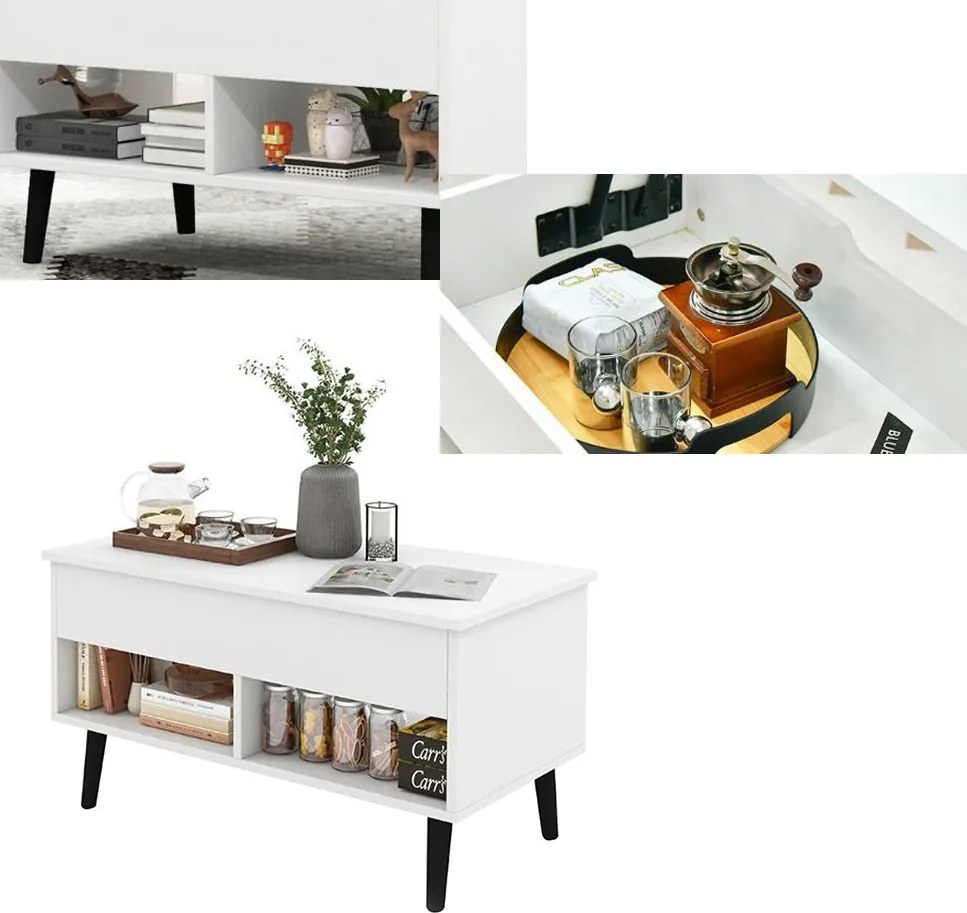 Konferenčný stolík s výsuvným vrchom, biely