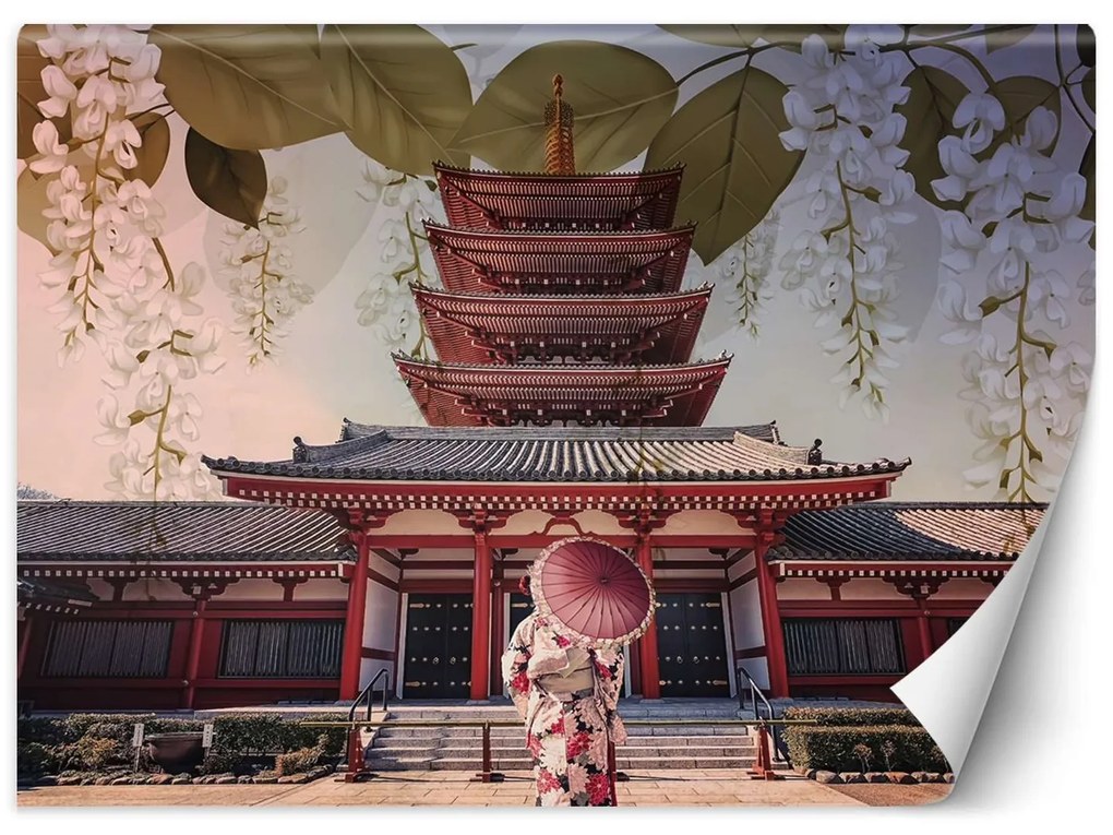 Gario Fototapeta Gejša a chrám Senso Ji v Tokiu Materiál: Vliesová, Rozmery: 100 x 70 cm