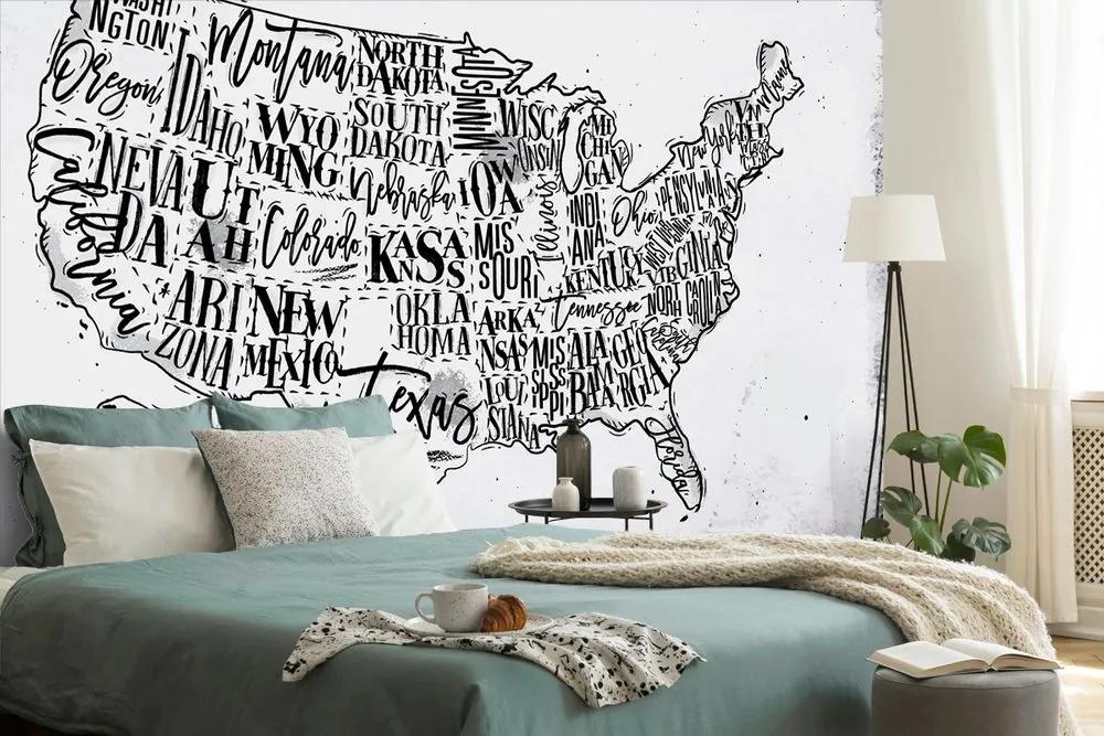 Tapeta šedá mapa USA s jednotlivými štátmi - 225x150