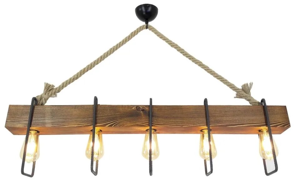 Drevené stropné závesné svietidlo Demir, 5 žiaroviek