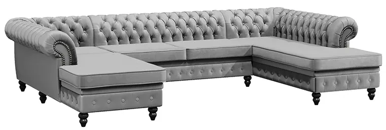 PROXIMA.store - Luxusná sedačka CHESTERFIELD LONG U FARBA NÔH: čierna, DRUH LÁTKY: TORRE - 17, FARBA OZDOBNÝCH ŠPENDLÍKOV: barok