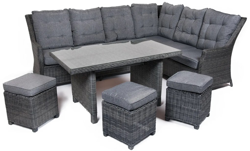 Záhradná rohová súprava BERKLEY tmavosivá verzia rohu: pravý roh