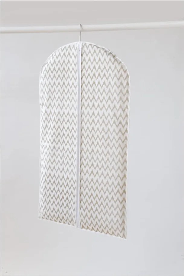 Biely textilný závesný obal na šaty Compactor Clear, dĺžka 100 cm