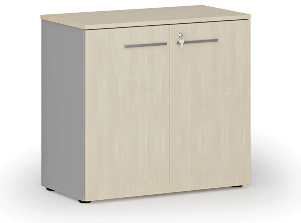 Kancelárska skriňa s dverami PRIMO GRAY, 800 x 420 x 740 mm, sivá/breza