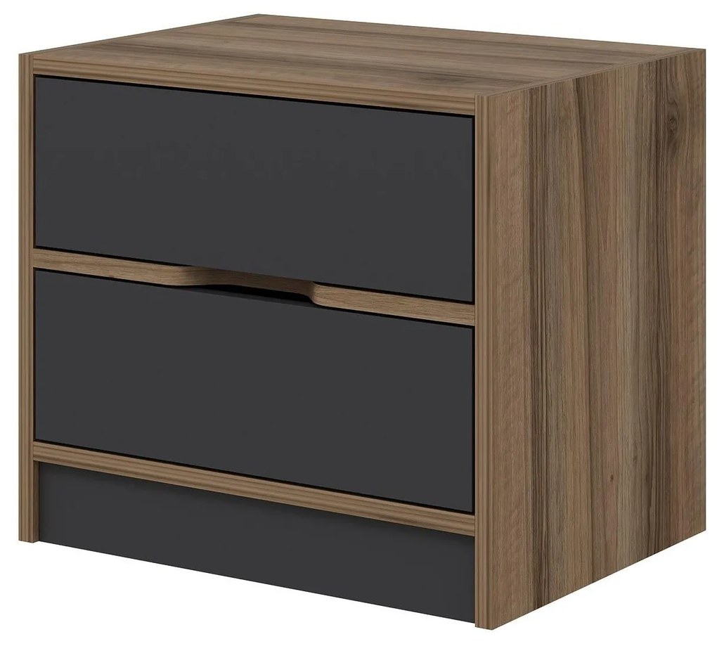 Nočný stolík Erich (orech + antracit) . Akcia -17%. Vlastná spoľahlivá doprava až k Vám domov. 1102093