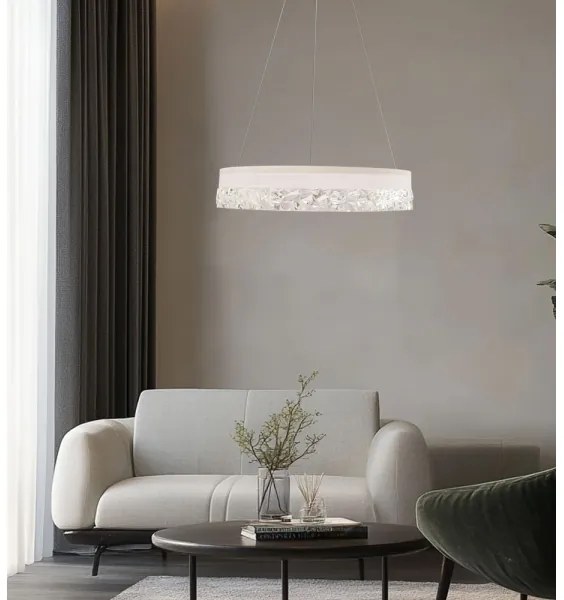 LED luster na lanku FROZI LED/32W/230V priemer 50 cm biely