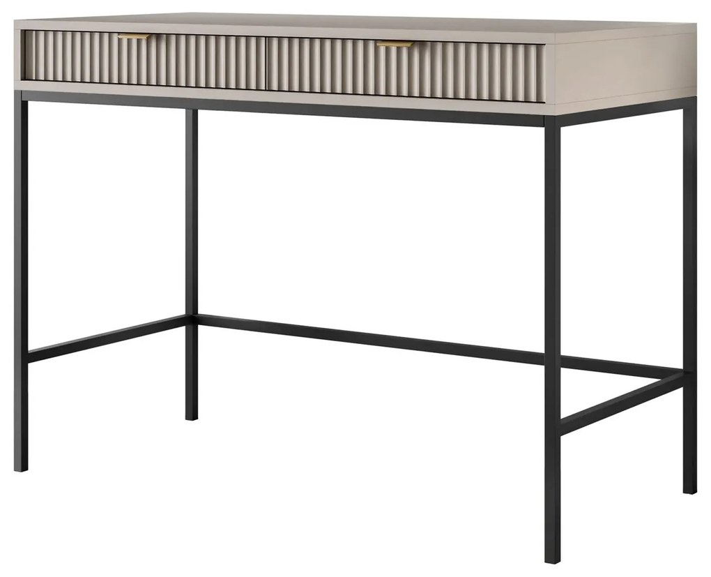 Toaletný stolík CORA kašmír + čierna + LED zrkadlo