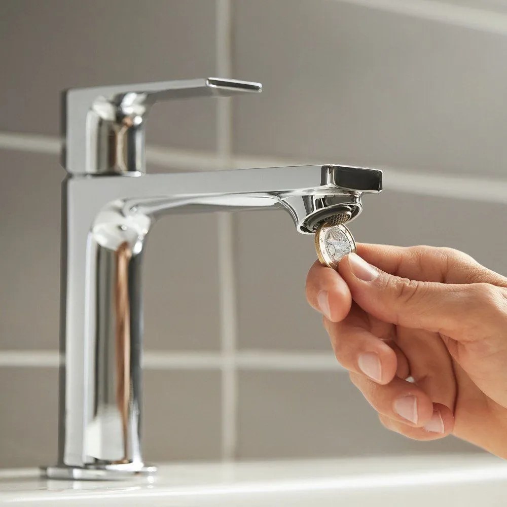 HANSGROHE Rebris E páková umývadlová batéria CoolStart s plastovou odtokovou súpravou s tiahlom, výška výtoku 109 mm, chróm, 72559000