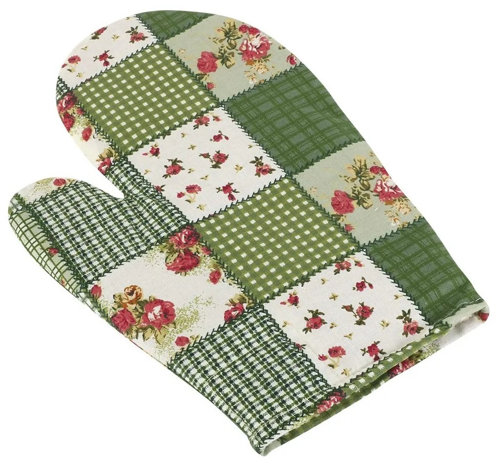 Bellatex Chňapka Adela Patchwork zelená, 18 x 28 cm