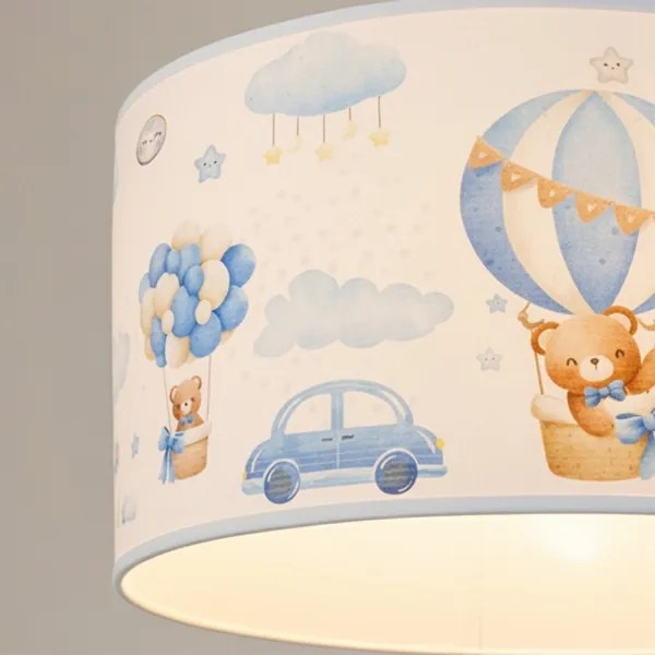 Brilagi - LED detský luster na lanku BOBO 1xE27/60W/230V, priemer 35 cm, modrý/medvedíky