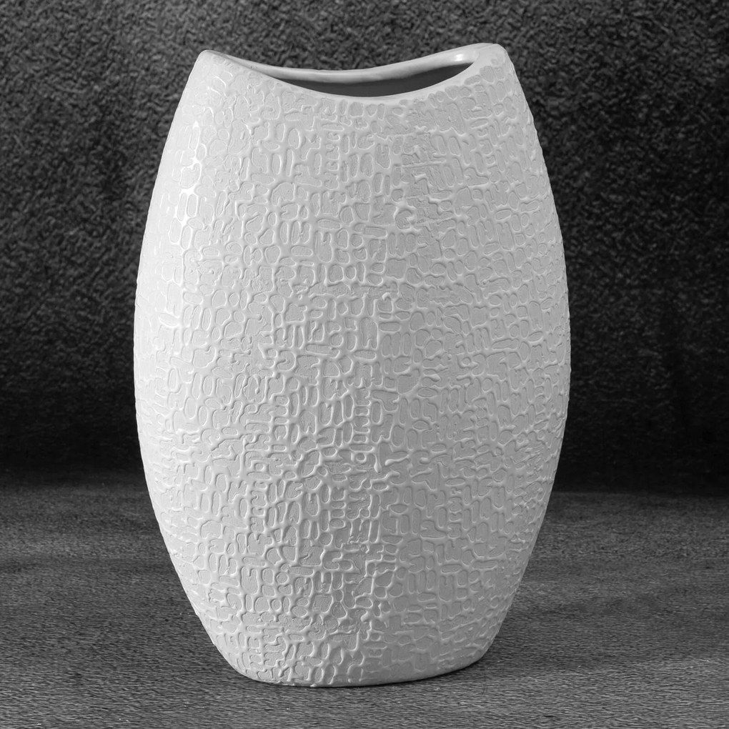 KERAMICKÁ VÁZA RISO 18X9X26 CM BIELA