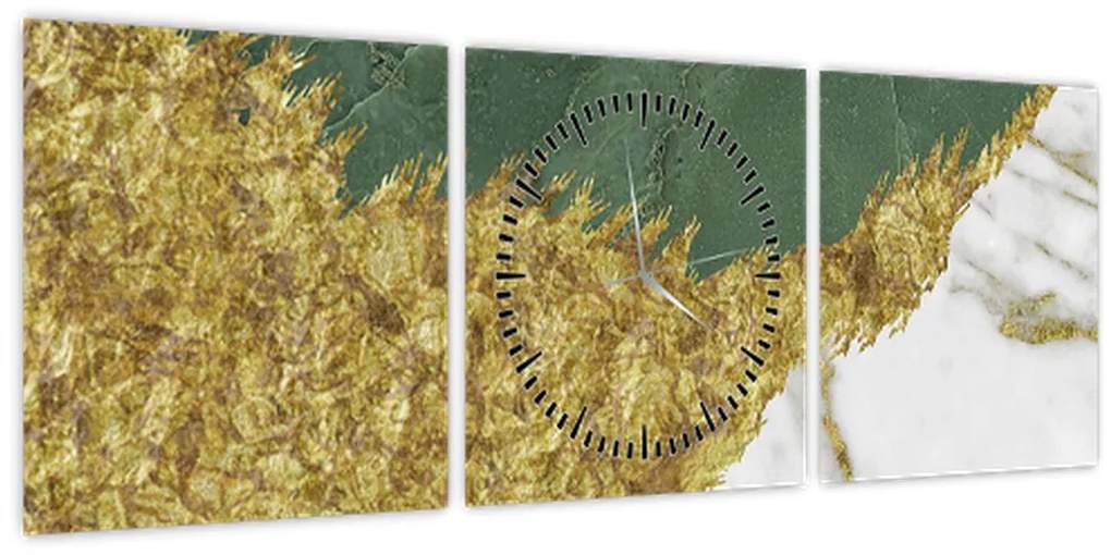 Obraz - Zelený mramor N⁰2 (s hodinami) (90x30 cm)