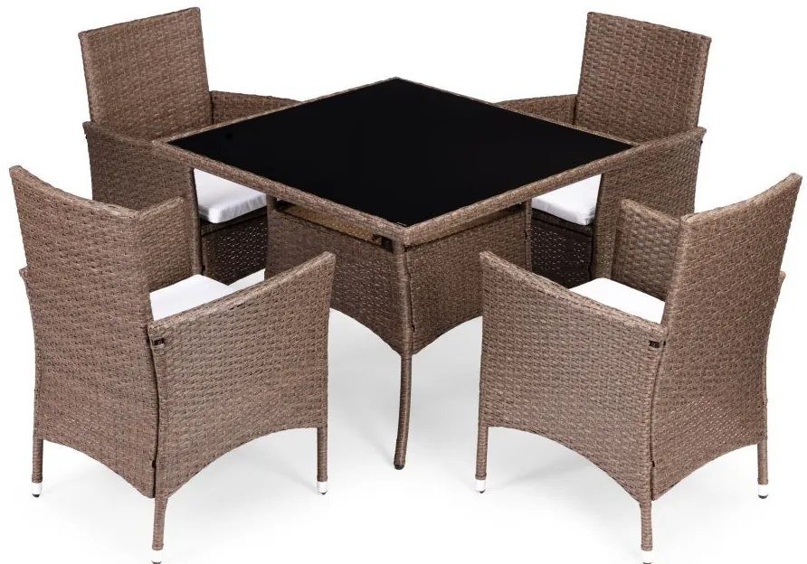 ZÁHRADNÝ SET CANIS 4 x KRESLO + HRANATÝ STÔL