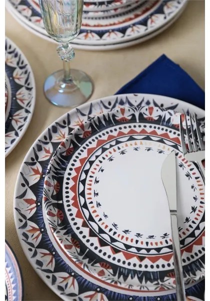 Jedálenská súprava 24 ks pestrofarebná/kamenina