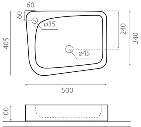Bathco 4001 - Umývadlo na dosku ARAGON 50 x 40,5 cm porcelán/biela