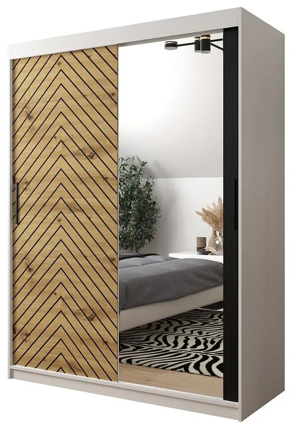 Skriňa Jodełka 2 150 biely/dub Artisan/čierna