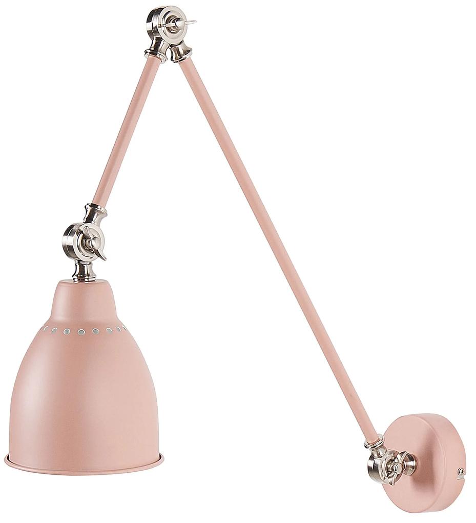 Nástenná kovová lampa pastelová ružová MISSISSIPPI Beliani